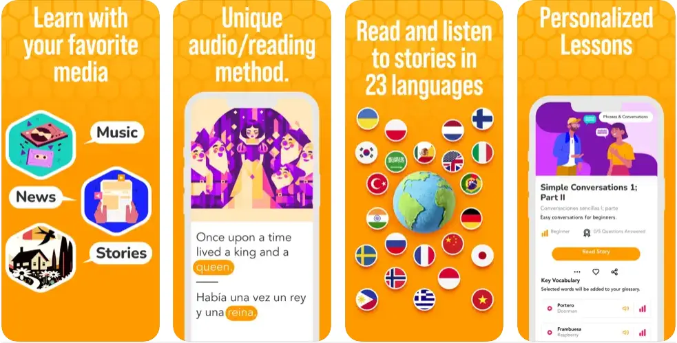 Beelinguapp language learning apps